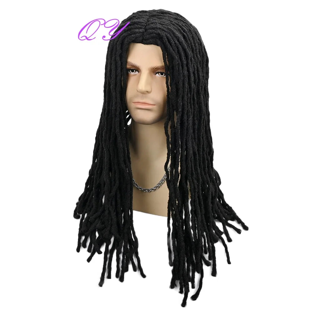 Men's Synthetic Dreadlock Wig Long Black Braided Hair for Daily, Music Festival, Halloween Costume Party Role-Playing