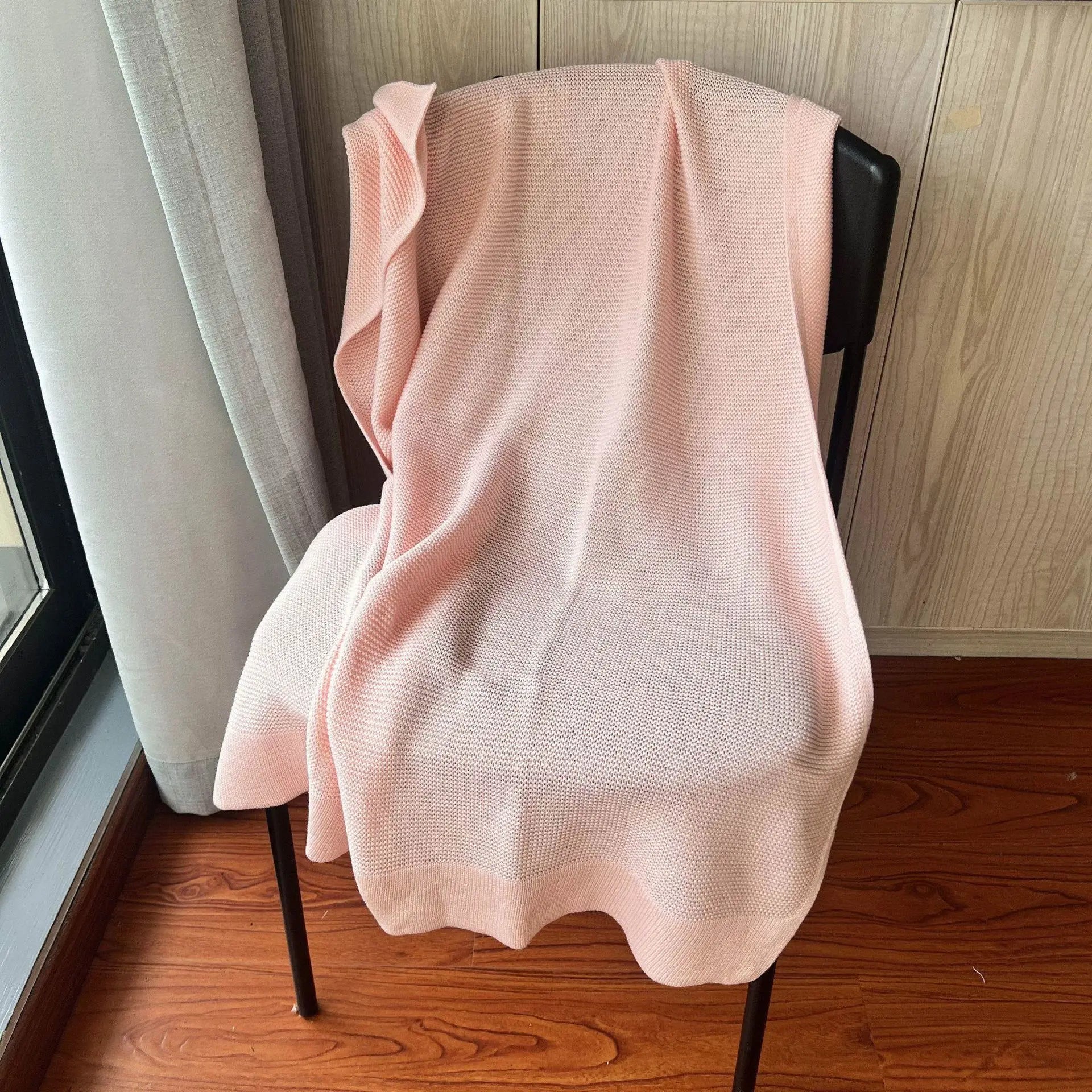 Manta de punto para bebé recién nacido, colcha de cama para niños, color sólido, algodón puro suave, para envolver bebés