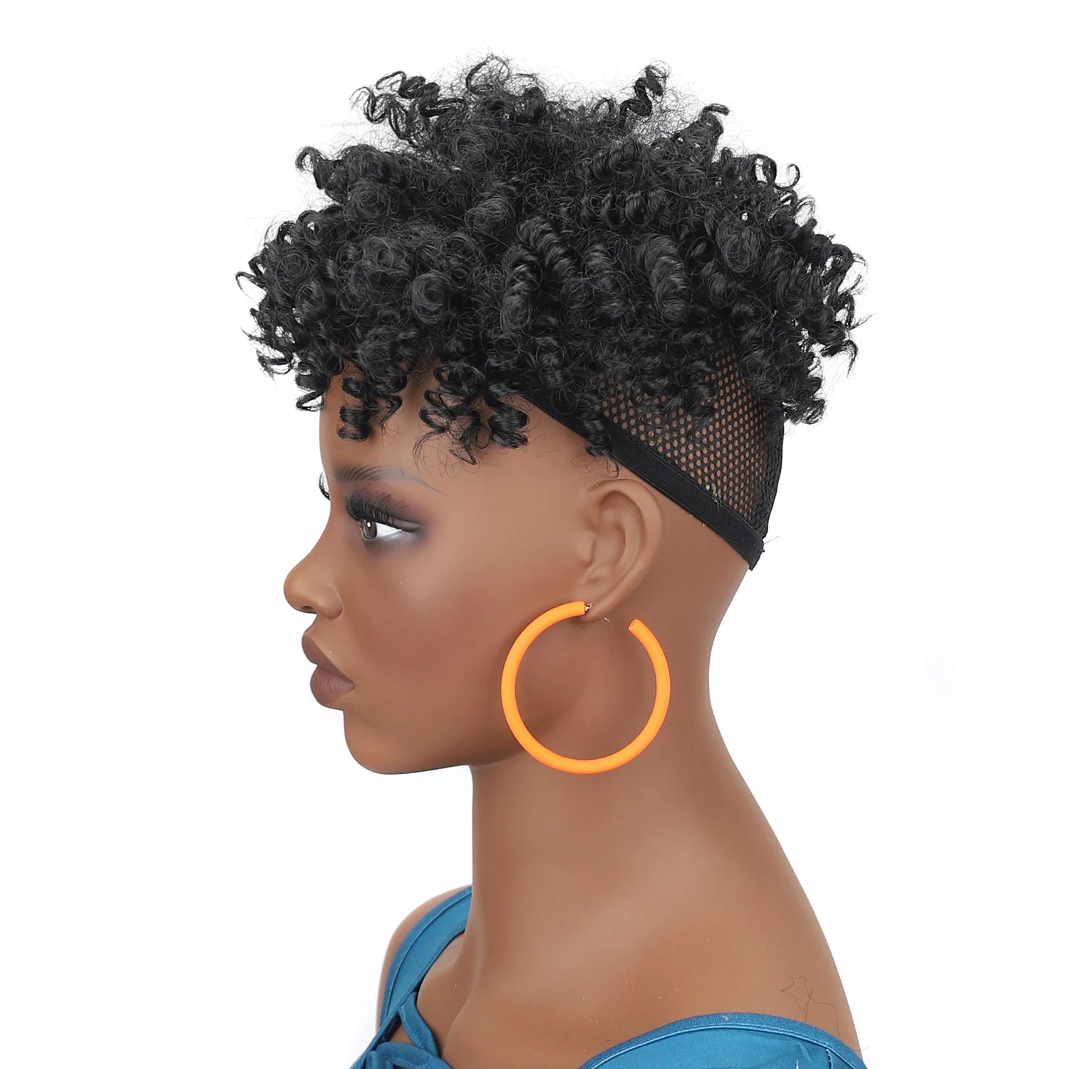 jeedou Black Topper Hair Afro Curly Dreadlock Toupee for Men Short Curly Hair for Women Synthetic Hair Toppers with 4Clips Wigs