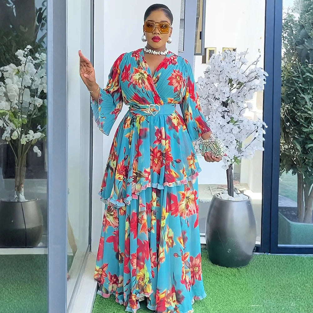 Vestidos africanos elegantes para mujer 2025 Nuevo verano moda estampado túnica talla grande Turquía musulmán boda fiesta de noche vestido largo