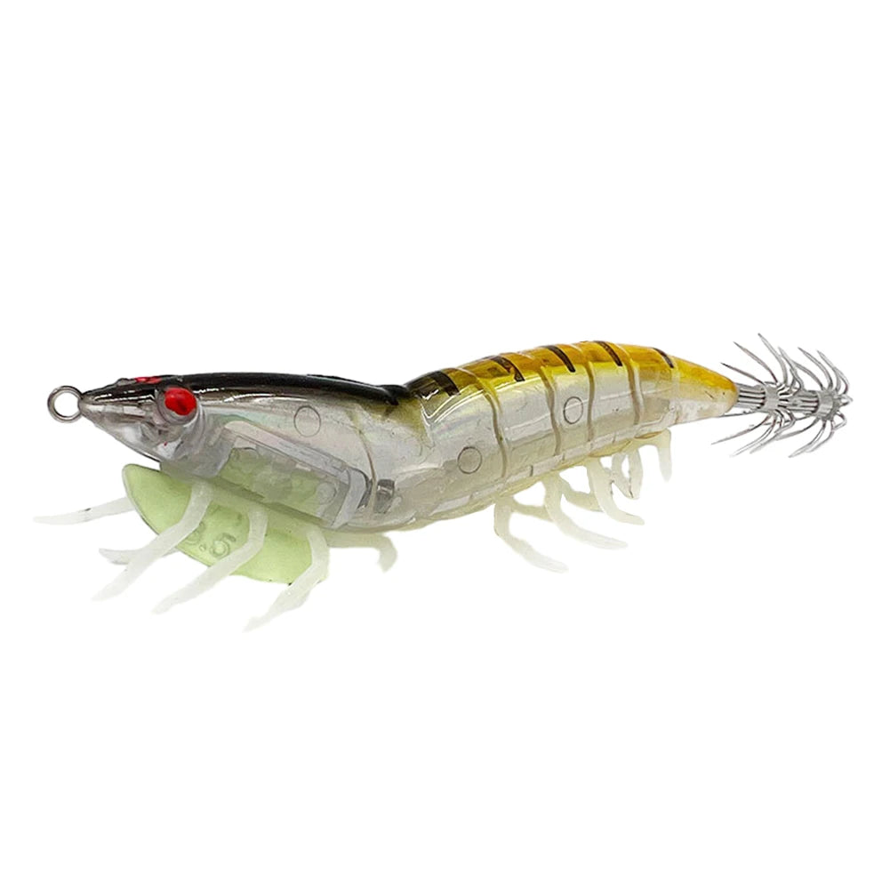 3.0 Squid Bait Squid Hook Wood Shrimp Squid Hook Soft Leg Shrimp Lure Bait Glistening Wood Shrimp Squid Hook Fishing Tackle