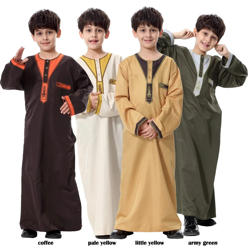 2025 Fashion Muslim Teenager Clothing Islam Men Summer Winter Eid Ramadan Prayer High Quality Elengance Party Boy's Robe Caftan