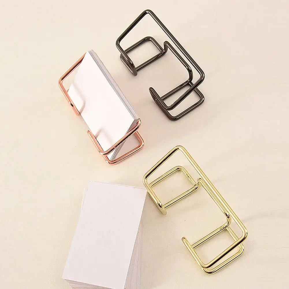 Business Card Display Holder Metal Desktop Minimalist Organizer for Office Countertop