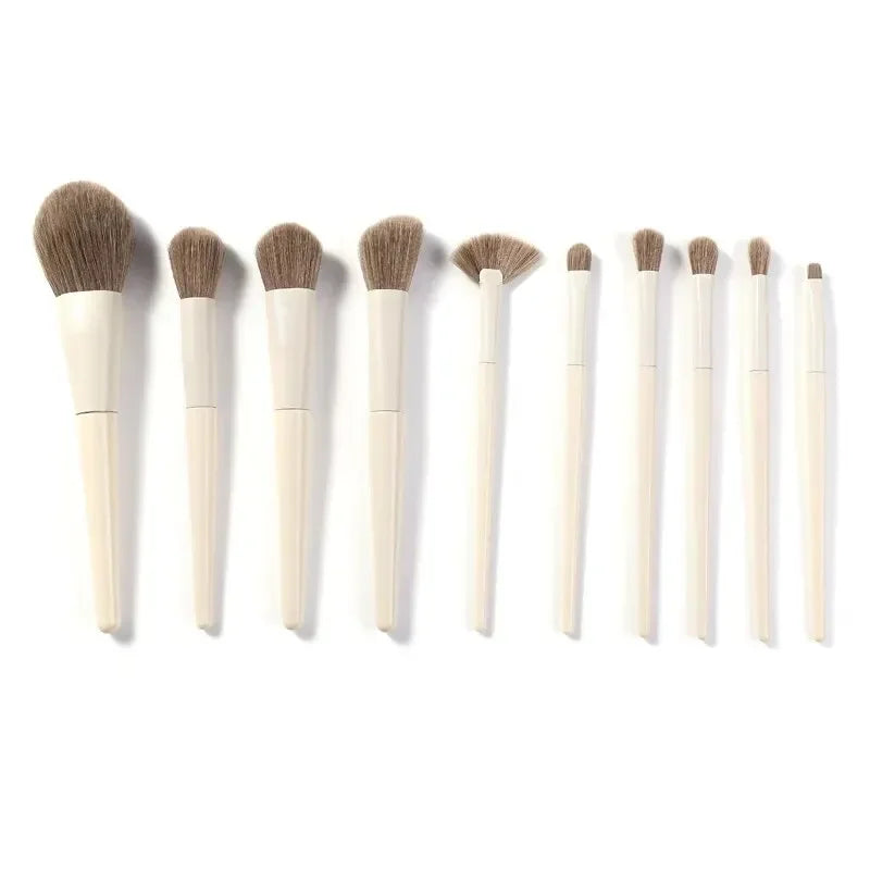 10 brochas de maquillaje, fáciles de usar para base, rubor, sombras de ojos, cejas, contorno de labios, rostro. Herramientas de belleza.