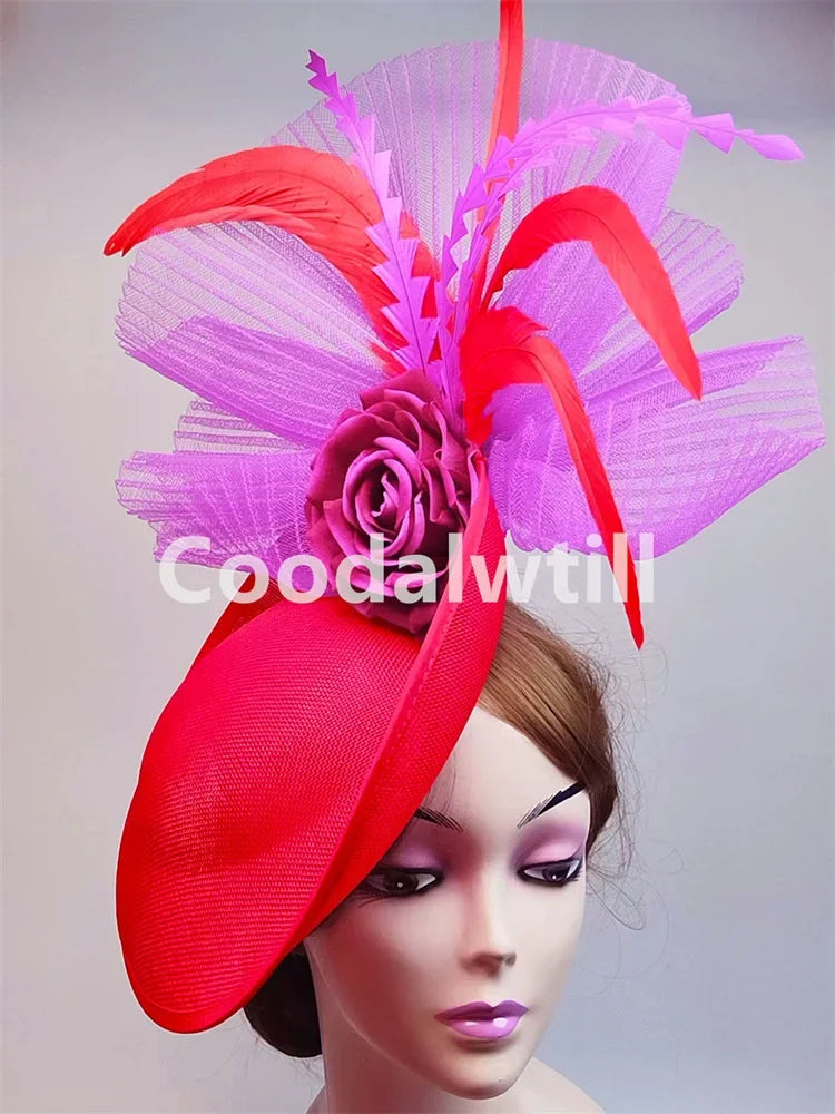 Flower Fascinators Hats Party Wedding Women Pillbox Cap Elegant Ladies Church Occasion Race Millinery Cap With Net Hair Access