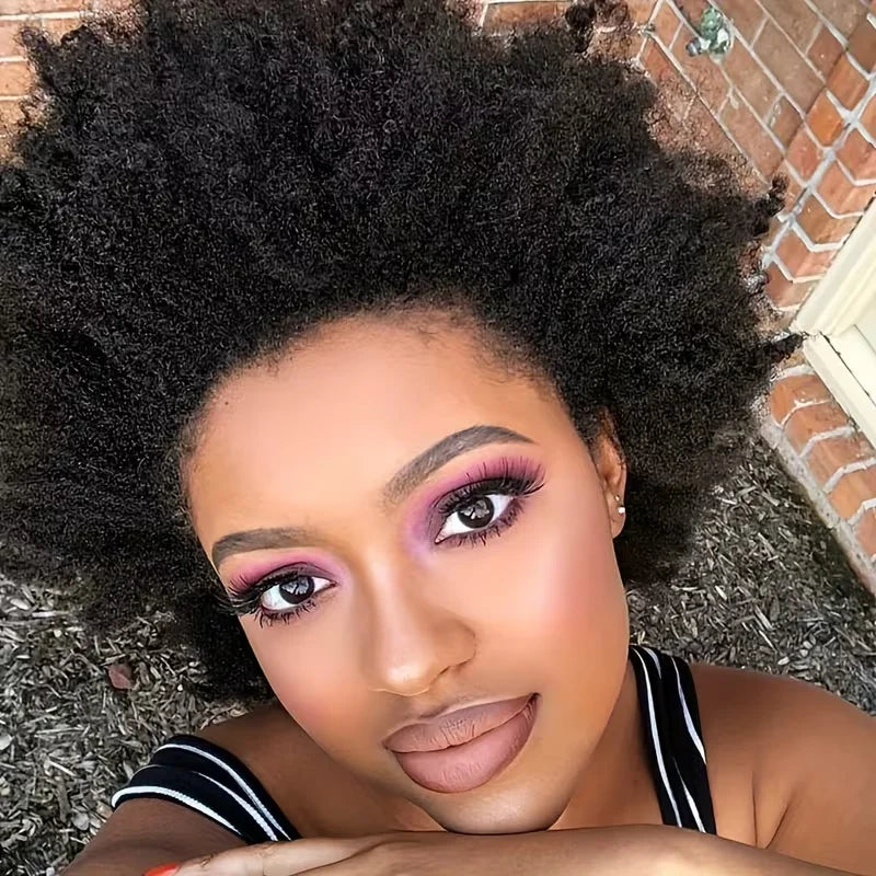 Short Afro Curly Human Hair Wigs for Women  Afro Kinky Curly Full Machine Made