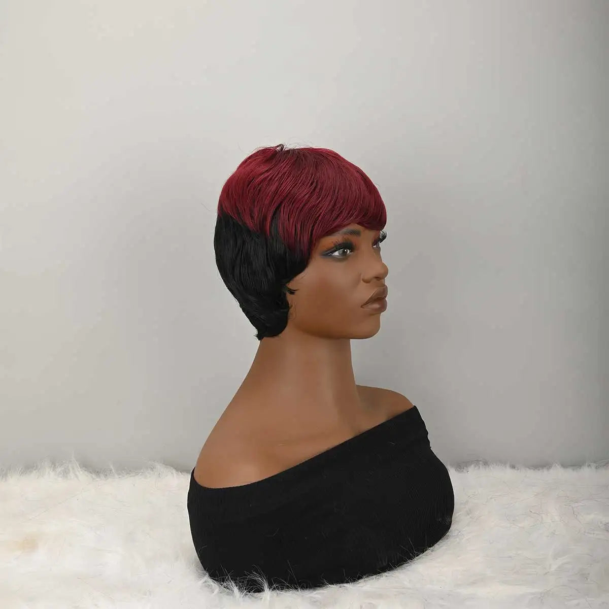 Pixie cut Wig for women Synthetic Short Layered with Natural Black And Red Color fashion wig