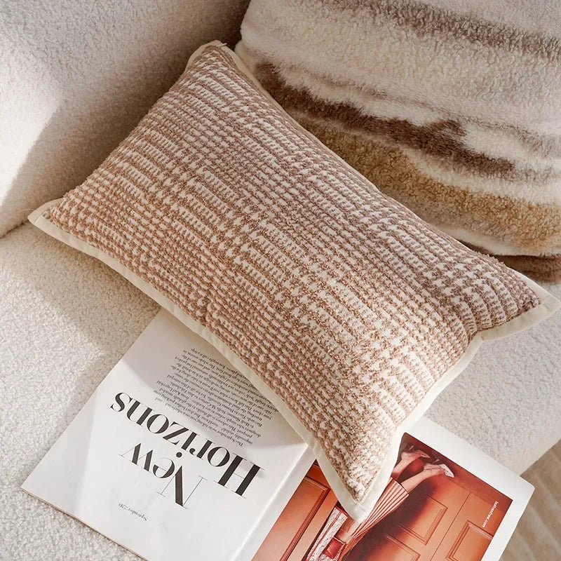 Pillow Cover in Cream Color, Retro Style, Brown French Sofa Waist Cushion Cover 45x45cm Pillowcase