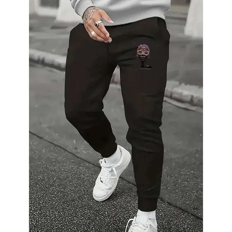 Fashionable Youth Street Culture Printed Men's Round Neck Hoodie And Pants Set, Autumn And Winter Casual Sportswear,