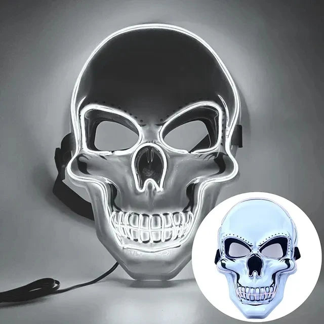 Halloween Adult Purification Mask LED Glowing Skull Terror Mask Cold Light Mask Role Playing Masquerade Ball
