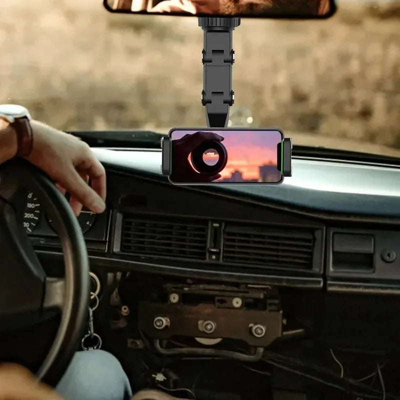 Soporte de Teléfono para Coche en Espejo Retrovisor, Soporte de Teléfono Giratorio 360°, Soporte de GPS Universal para Coche para Todos los Smartphones