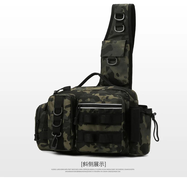 Fishing Tackle Backpack Lure Box Gear Storage Bag Fanny Pack for Men Fly Fishing Backpack with Rod Holder Sling Shoulder Bag