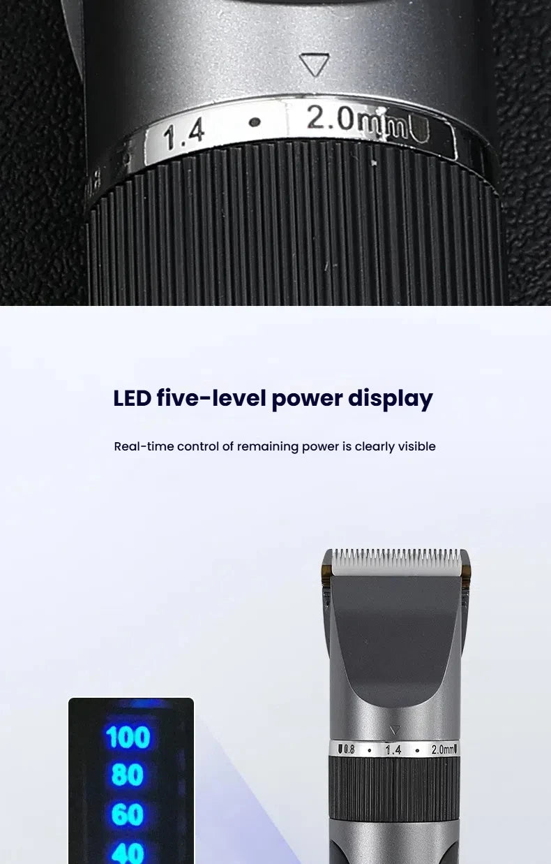 Hair Clipper for Men & Kids - Barber-Grade Beard Trimmer with Ceramic Blades Low Noise Precision Hair Cutting Machine