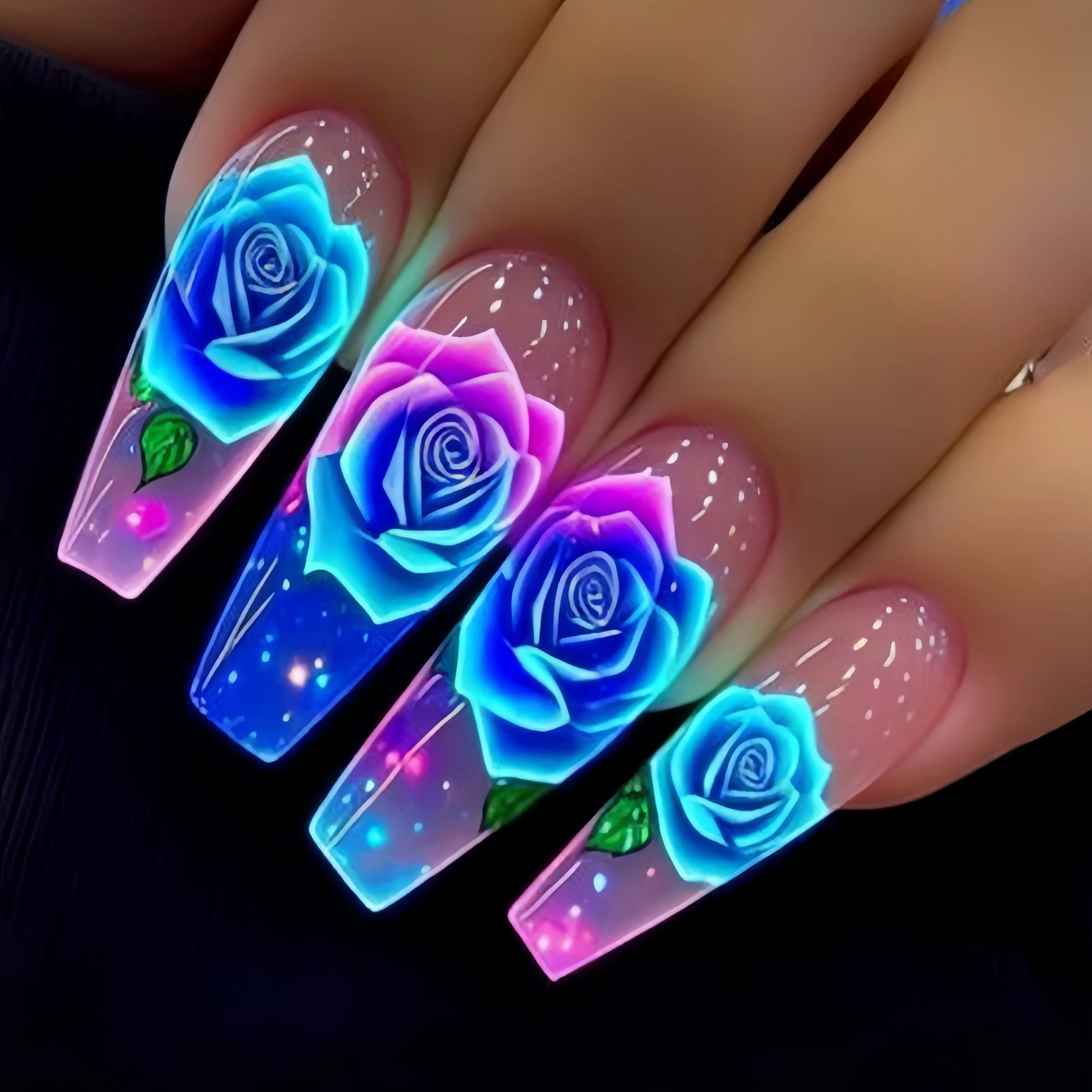 Gradient Flower Ballet Nail Stickers