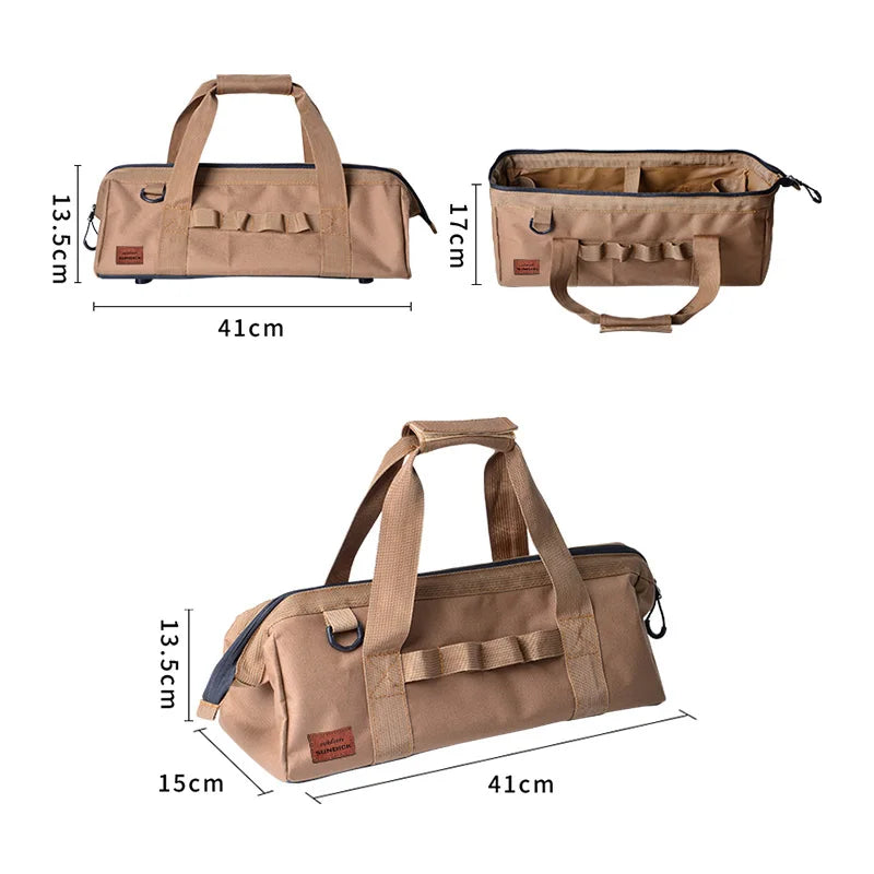 Bolsa de herramientas para camping, gran capacidad, boca ancha, bolsa de almacenamiento, bolsa de equipo resistente al agua