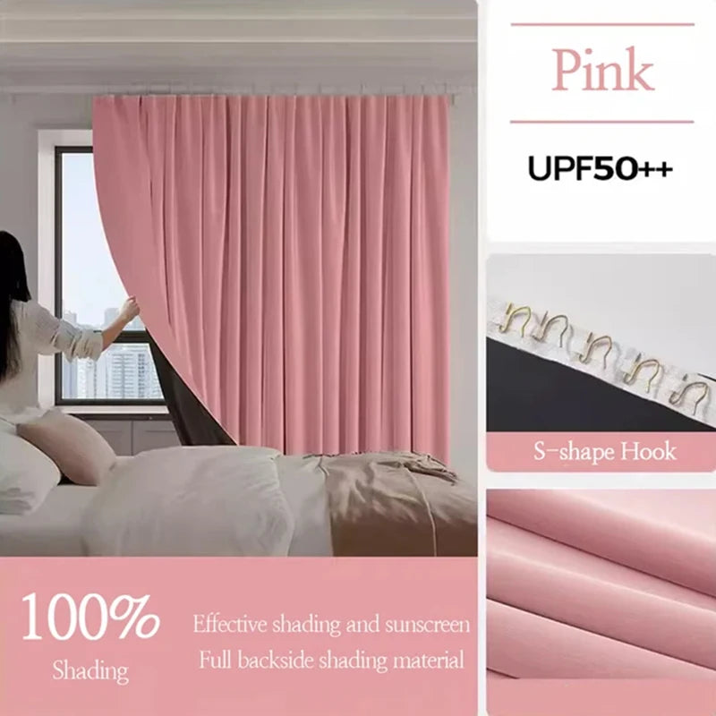 NUEVAS Cortinas Opacas Completas Bloqueo de Calor Protección Solar Salón Dormitorio Cortina de Gancho Persianas de Color Sólido Cortinas de Alto Sombreado