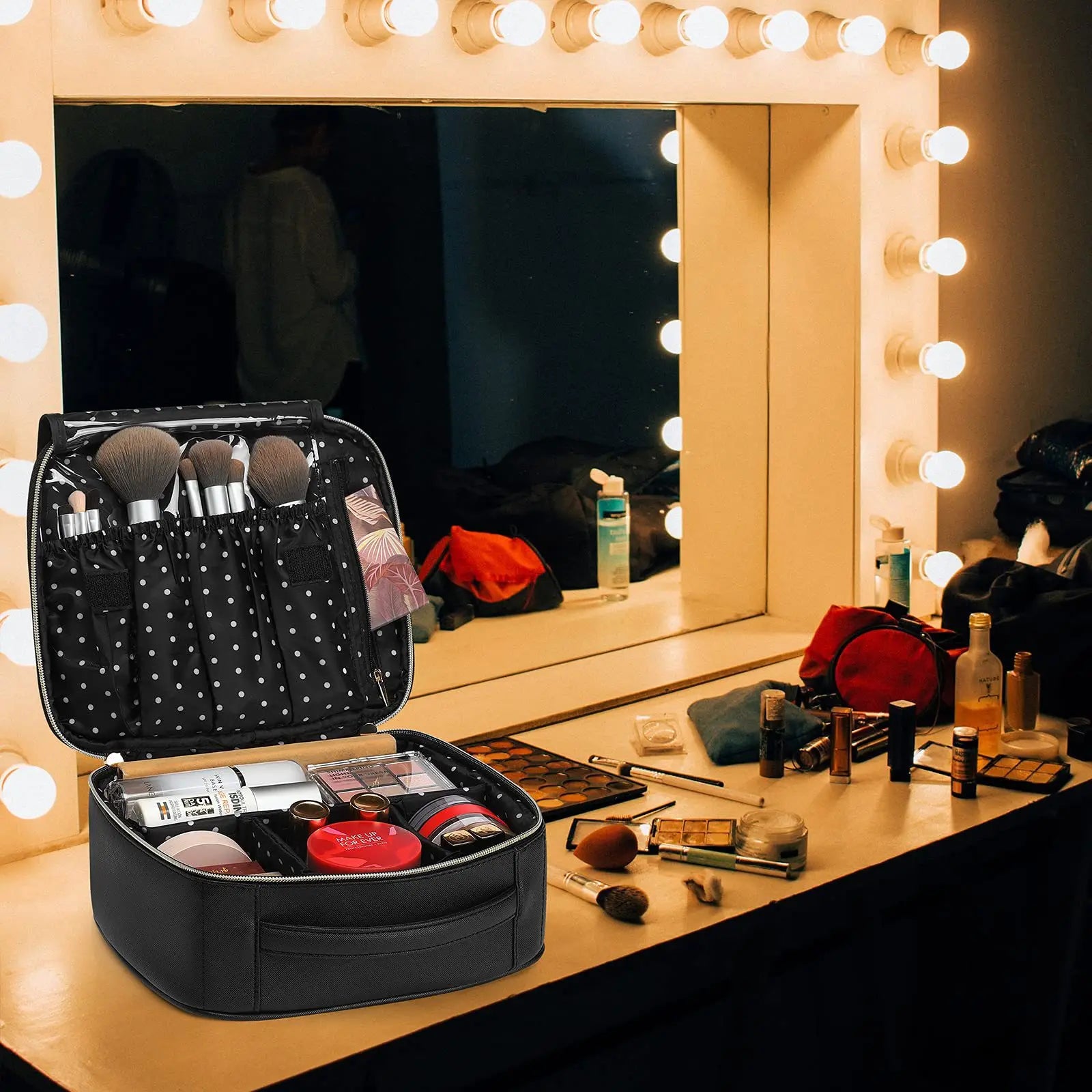 Makeup Bag PU Portable Multi-functional Home Travel Waterproof  Makeup Organizer Women's Cosmetic Bag