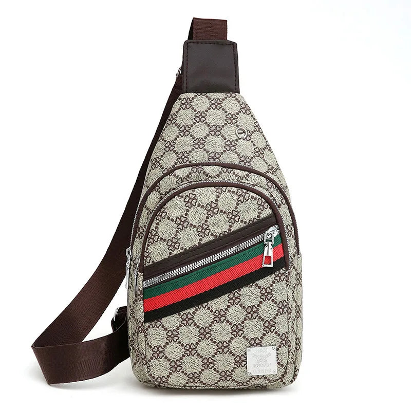Bolso de pecho cruzado de cuero PU para hombre – Bandolera multifunción urbana