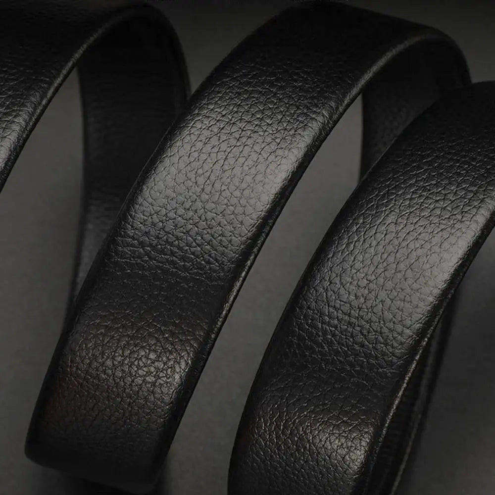 Cinturón de cuero de lujo automático para hombre – Hebilla dorada con pedrería