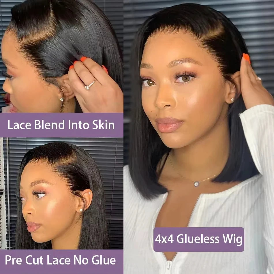 Lafino 5x5 Hd Lace Closure Wig 4x4 Closure Straight Lace Front Wigs Human Hair Bob Wigs Short Wig Black Wig Brazilian For Women