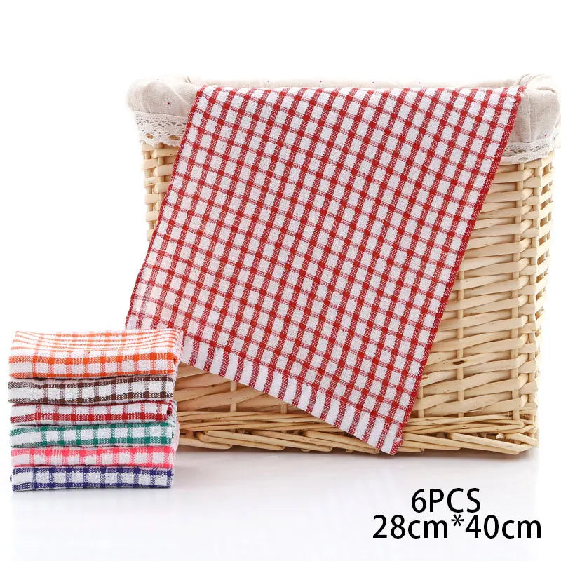 6PCS Toalla de cocina de algodón Absorbente Paños de cocina Suministros de limpieza de cocina