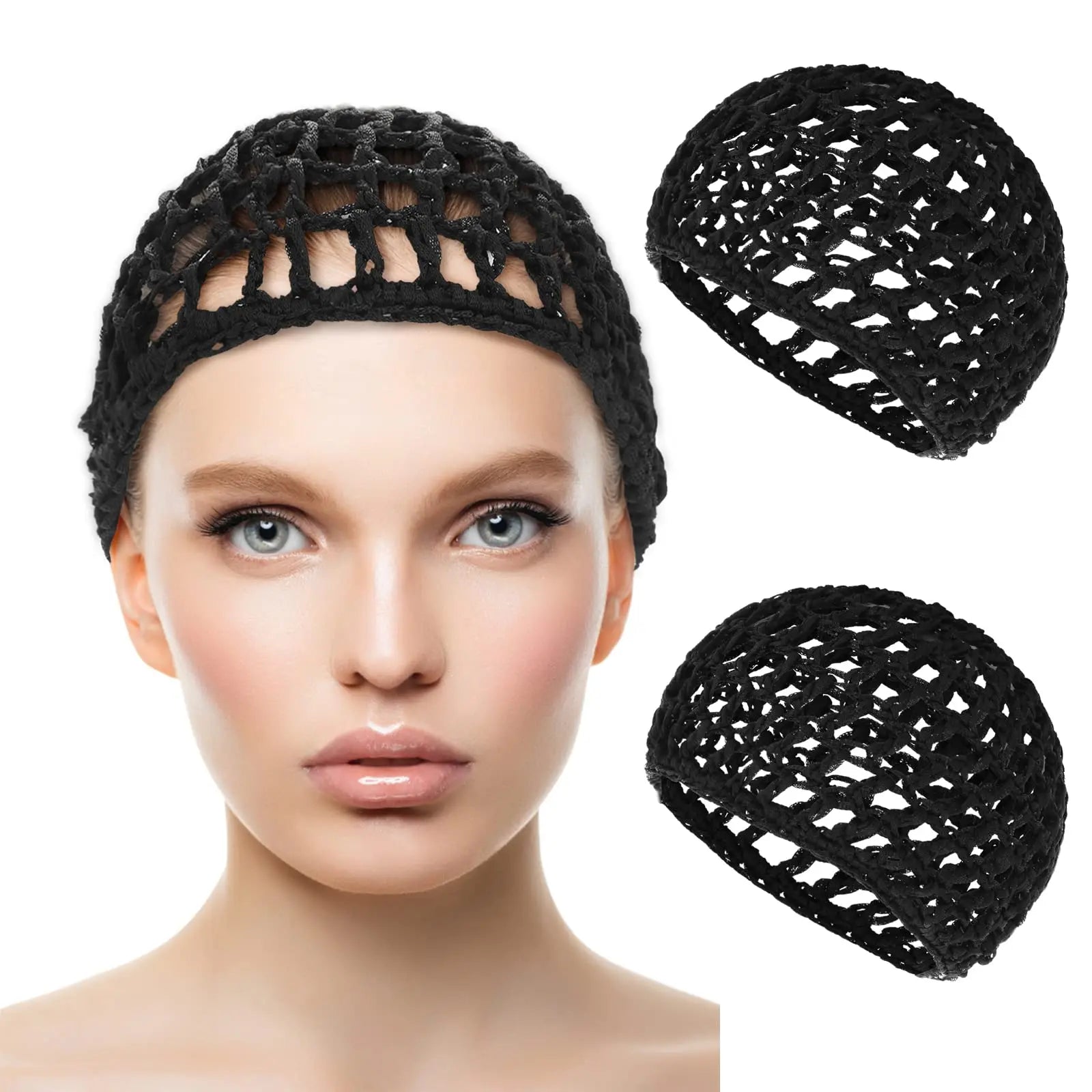 Adjustable Wig Cap for Thick Long Hair - Net Mesh Fishnet Grip Headband for Braided Weaving and Crochet Sew Weave