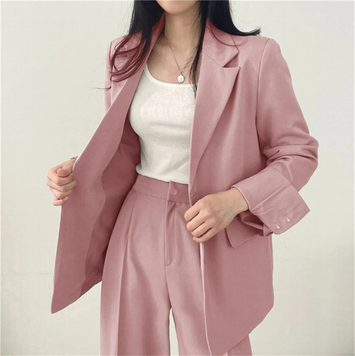 Conjunto Elegante de Blazer y Pantalones de Pierna Ancha para Mujer