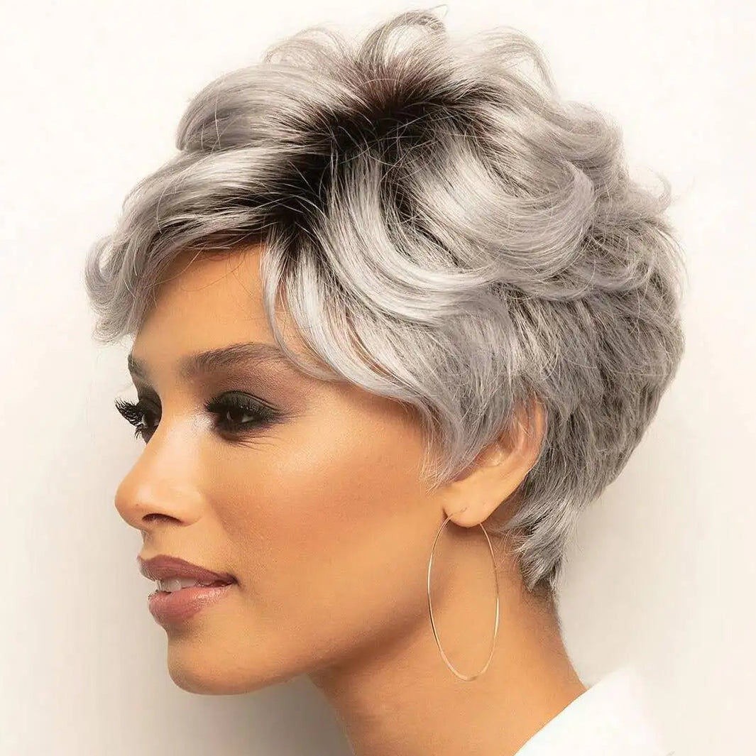 Short Grey Pixie Wig