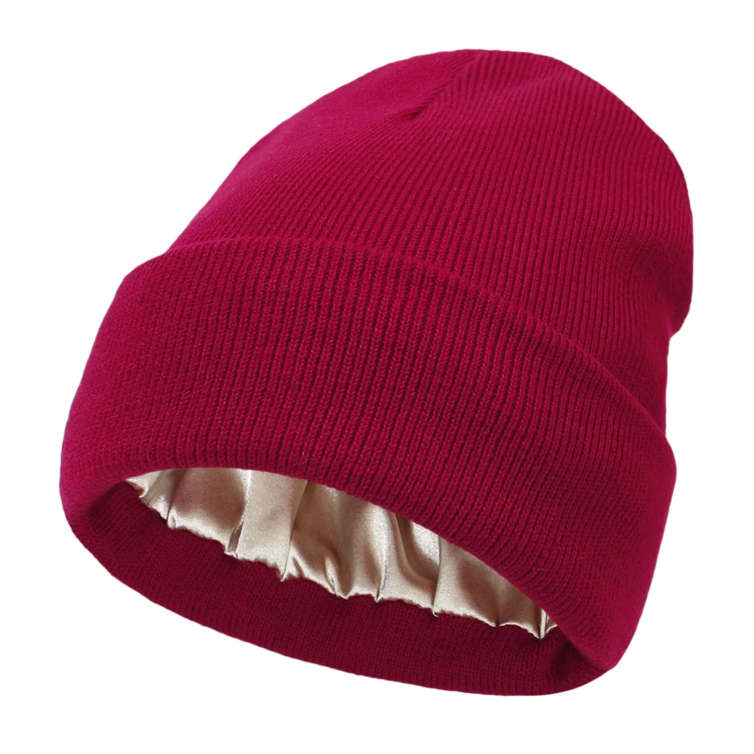 Knitted Hat For Women Silk Satin Lined Beanies Chunky Caps Warm Winter Women Men Bonnet Skullies Caps Male Female Balaclava Hats