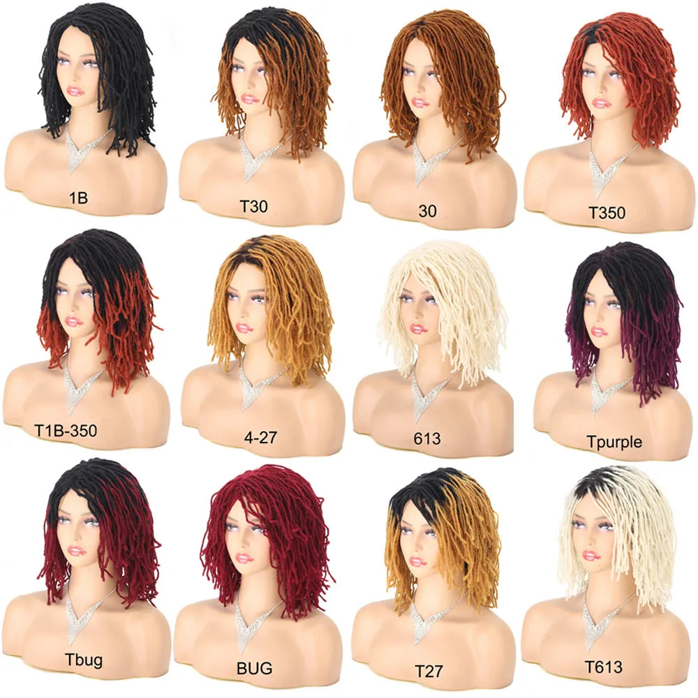 Mikro-dreads parykk for kvinner/menn, tynn dreadlocks parykk, Afro Twist heklet fletteparykk