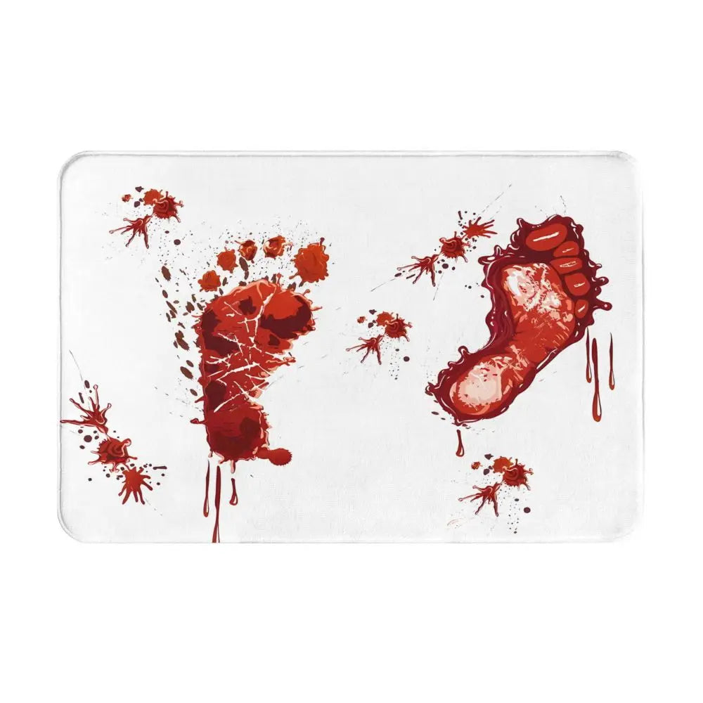 Bloody Footprints Bath Mat Anti-Slip Blood Toilet Pad Quick Dry for Shower Home Entrance Foot Mat Waterproof Bathroom Carpet