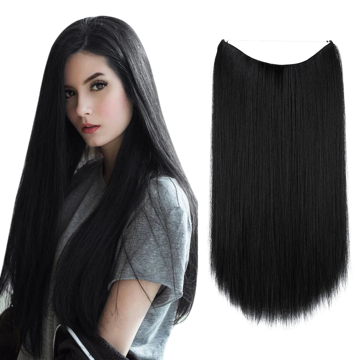 Extensiones de pelo liso con hilo invisible