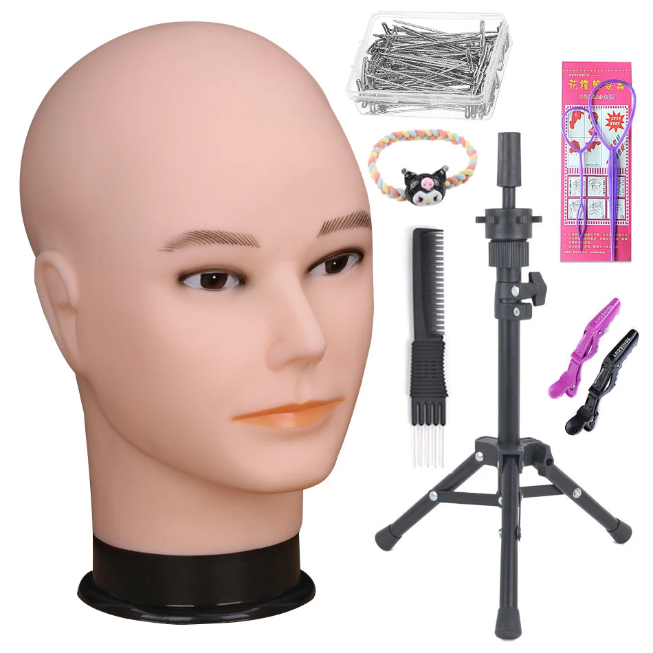 Mannequin Head With Tripod For Making Wig Hat Glasses Mask Display Cosmetology Manikin Head For Makeup Practice Wig Install Kit