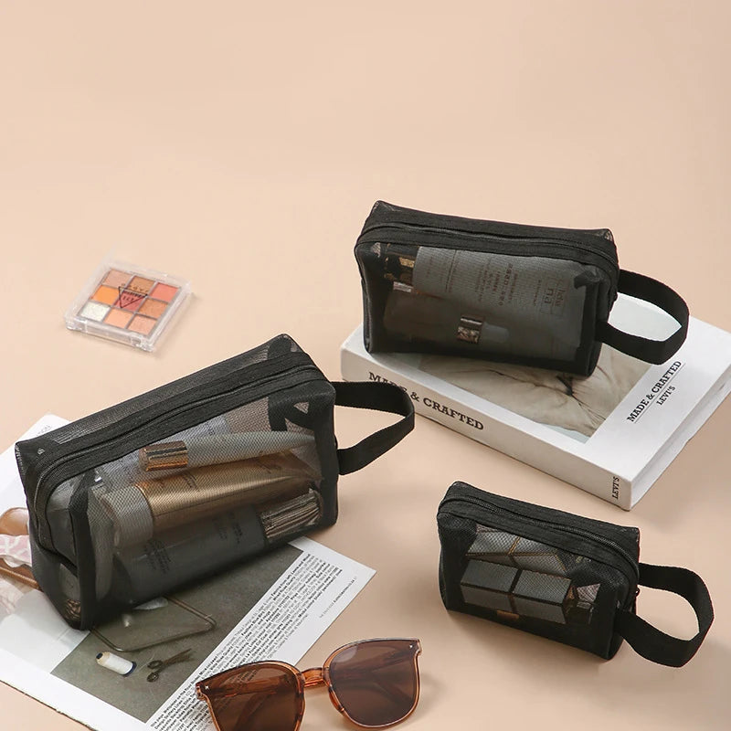 Bolsa de maquillaje de viaje de malla