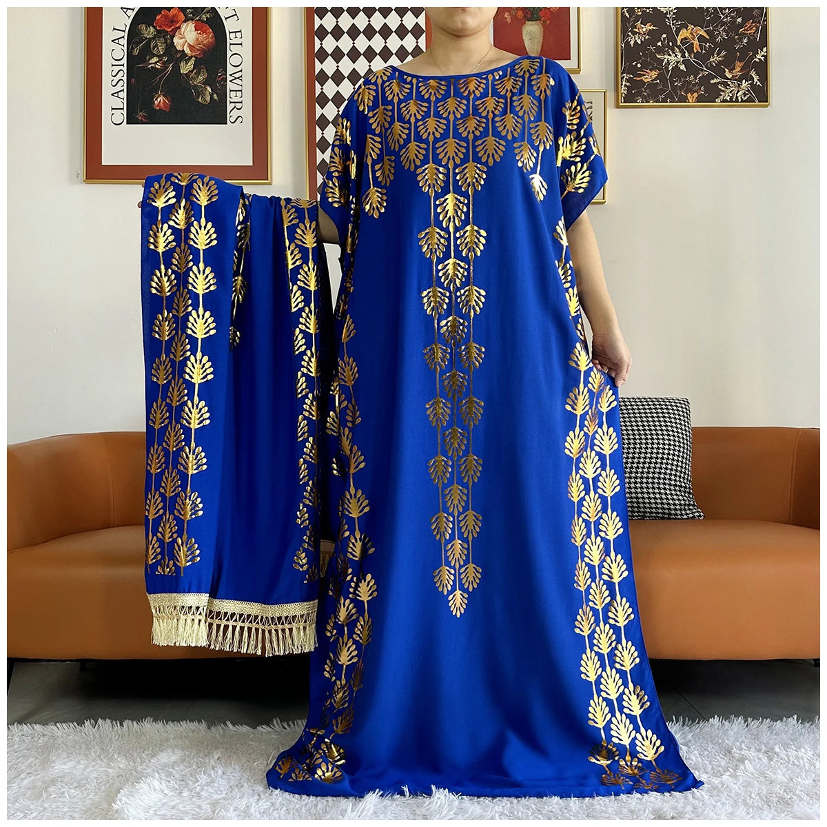 Elegant Dubai Abaya for Women – Stretch Print, Loose Fit & Includes Headscarf