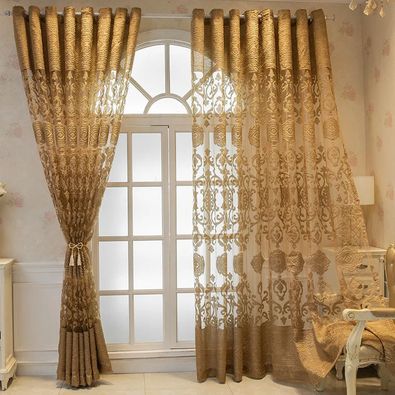 Cortinas transparentes minimalistas doradas