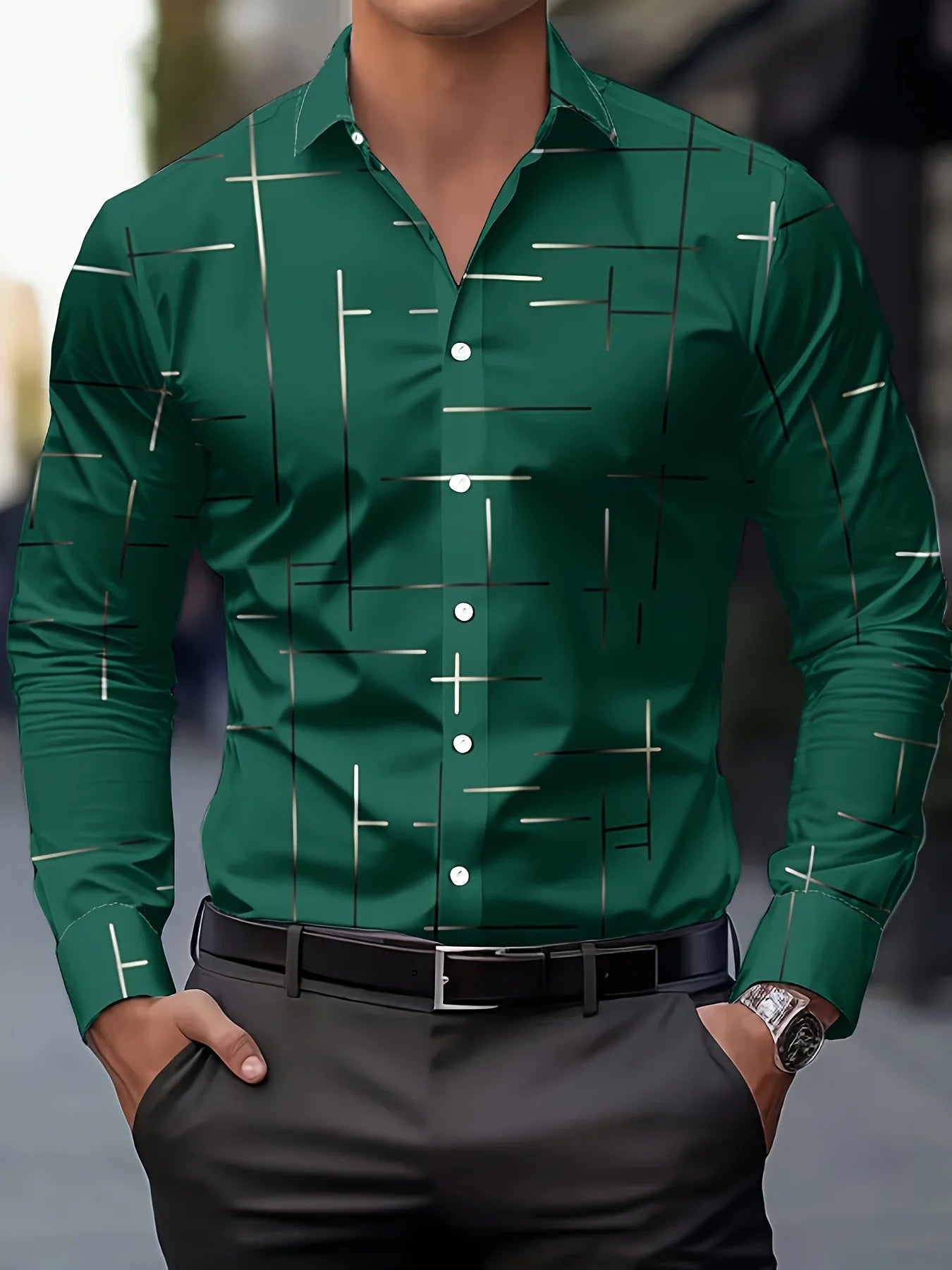 Men’s Premium Striped Long-Sleeve Shirt