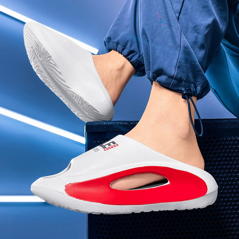 Men Slippers New Slides with a Sense High Aesthetic Value External Wear Anti Slip Thick Bottom, Beach Cool Slippers for Men