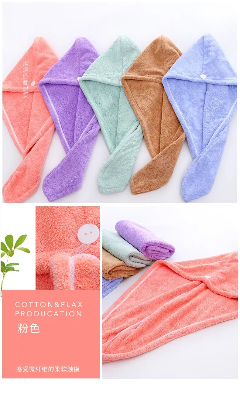 Girl's Hair Drying Hat Quick-dry Hair Towel Cap Hat Bath Hat Microfiber Solid Towel Cap Super Absorption Turban Hair Dry Cap