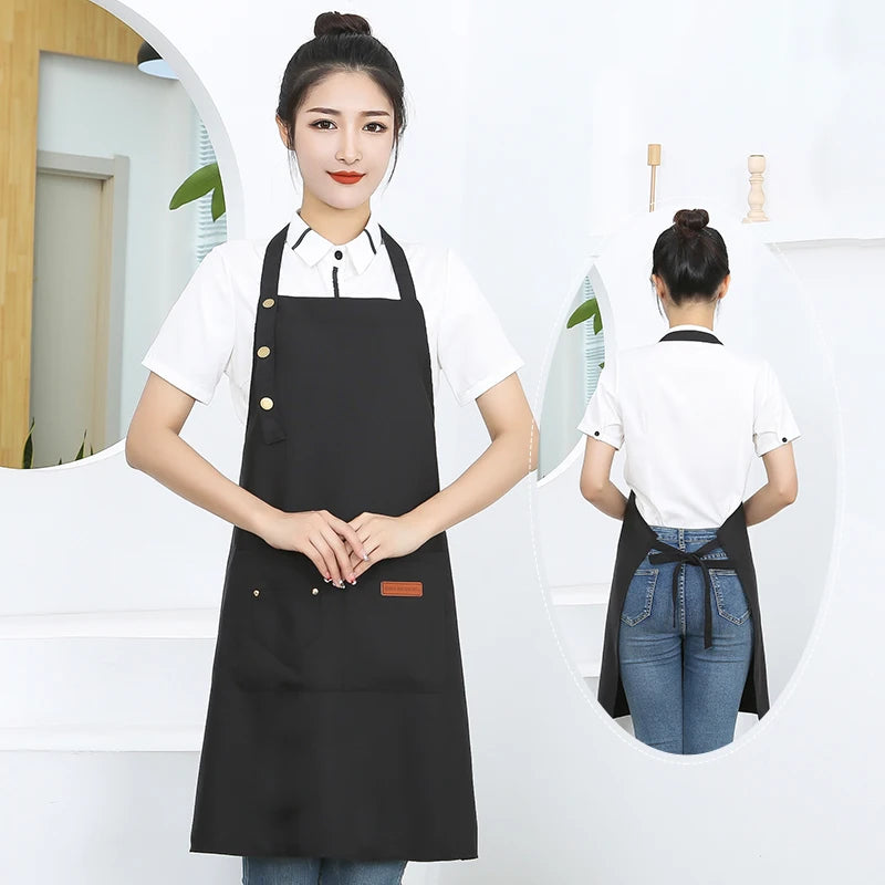 New Fashion Kitchen Aprons for Woman Men Chef Work Apron for Grill Restaurant Bar Shop Cafes Beauty Nails Studios Uniform