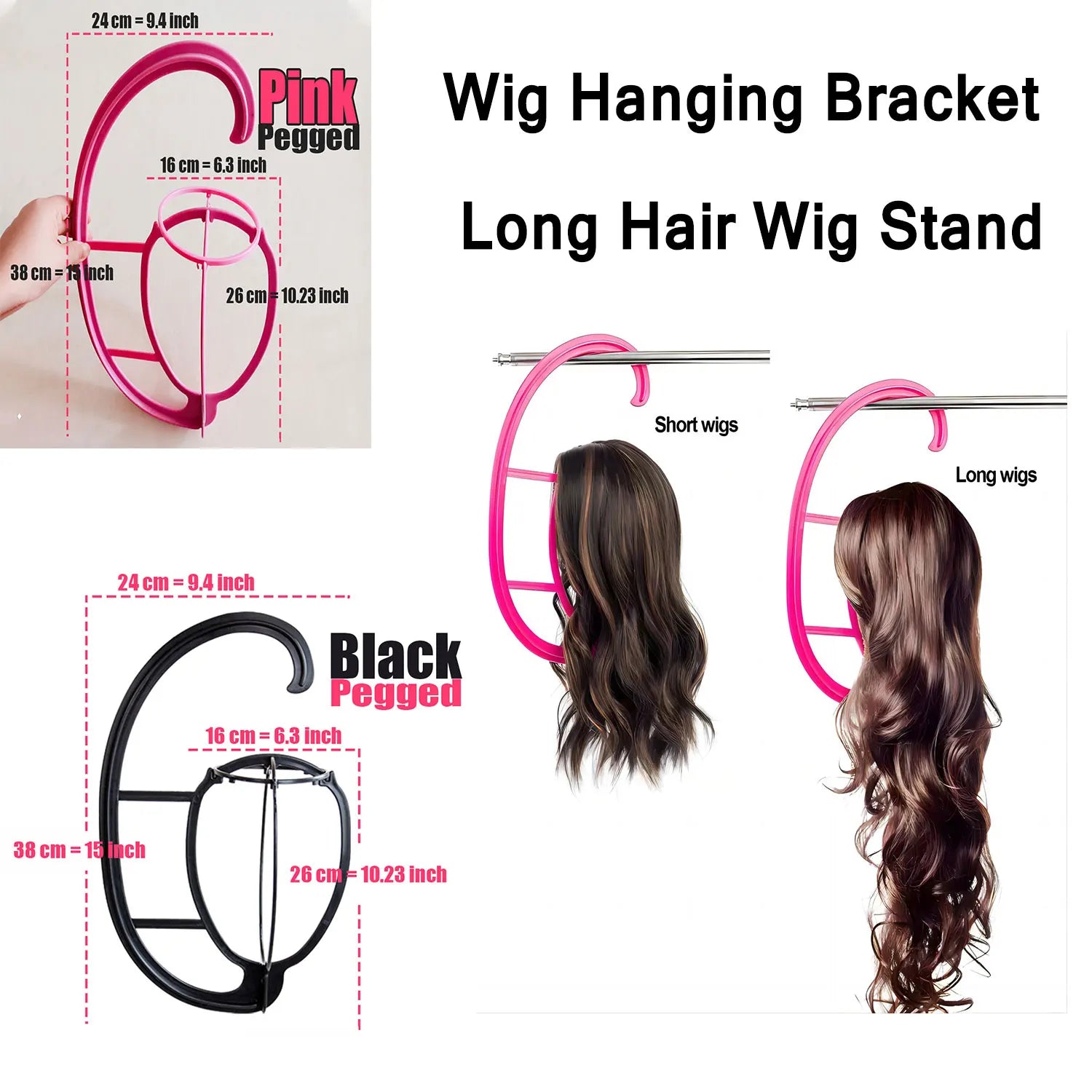 Plastic Wig Stand Portable Wig Head Stand Blank Pink Wig Hang Holder Stand Durable Hair Display Tools Wig Accessories