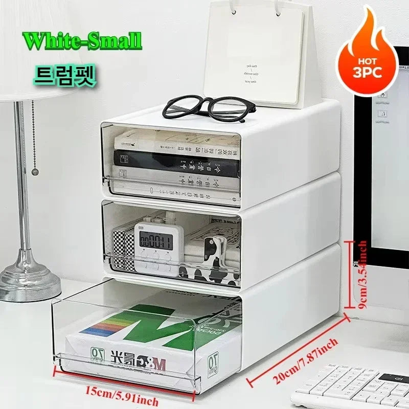Desktop Organizer Drawer Makeup Storage Box Stationery Finishing Organizer Box Dormitory Desktop Organizer Cabinet  Dustproof