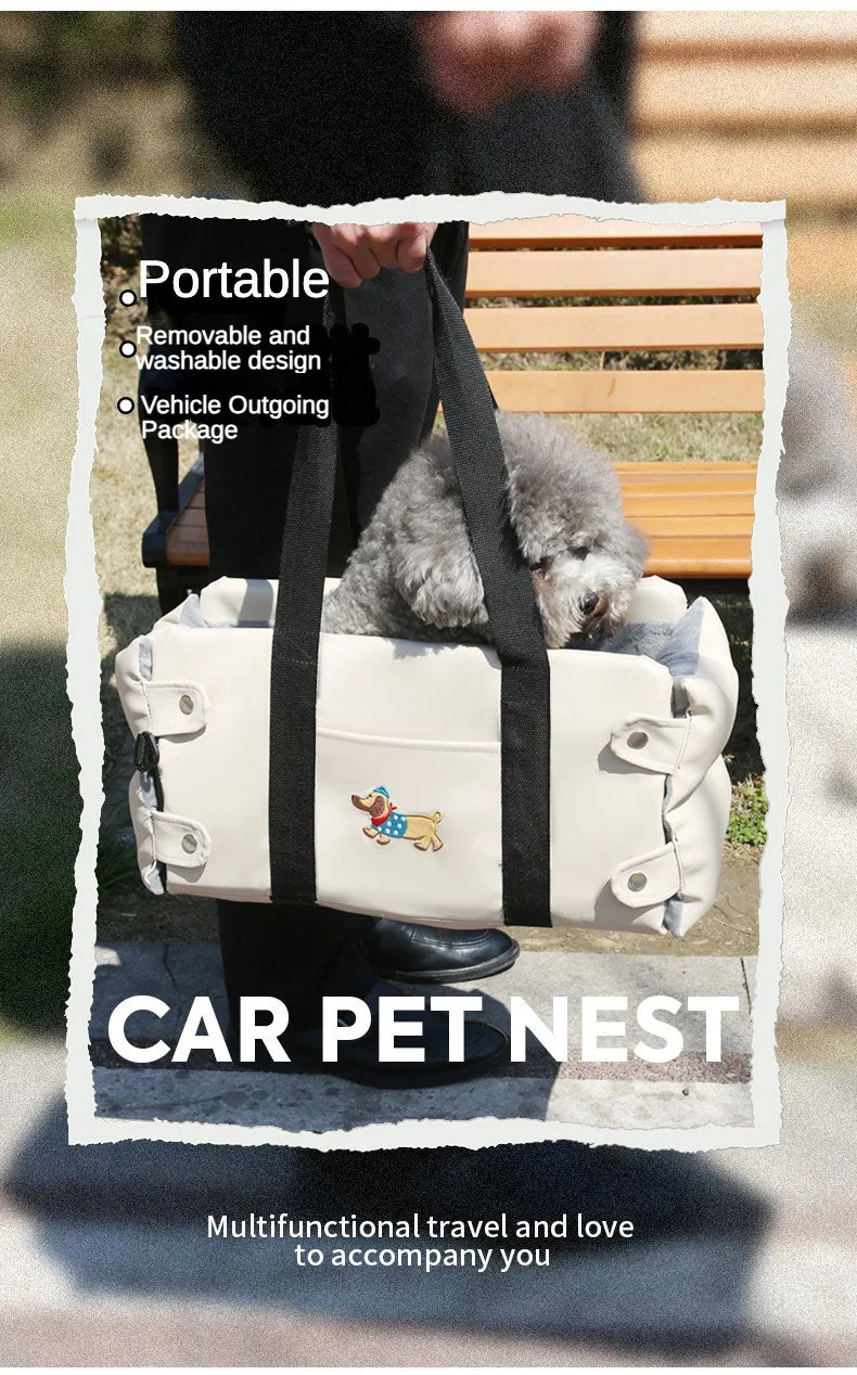 Puppy Dog Car Seat Travel Central Control PU Leather Pet Carrier for Small Dogs Chihuahua Cats Car Transport Dog Accessories