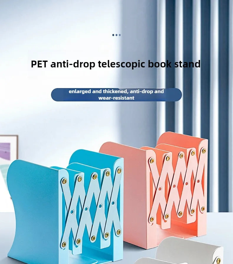 Desktop Book Organizer Retractable Book Stand Adjustable Retractable Bookends for Shelves Desktops Space-saving for Home