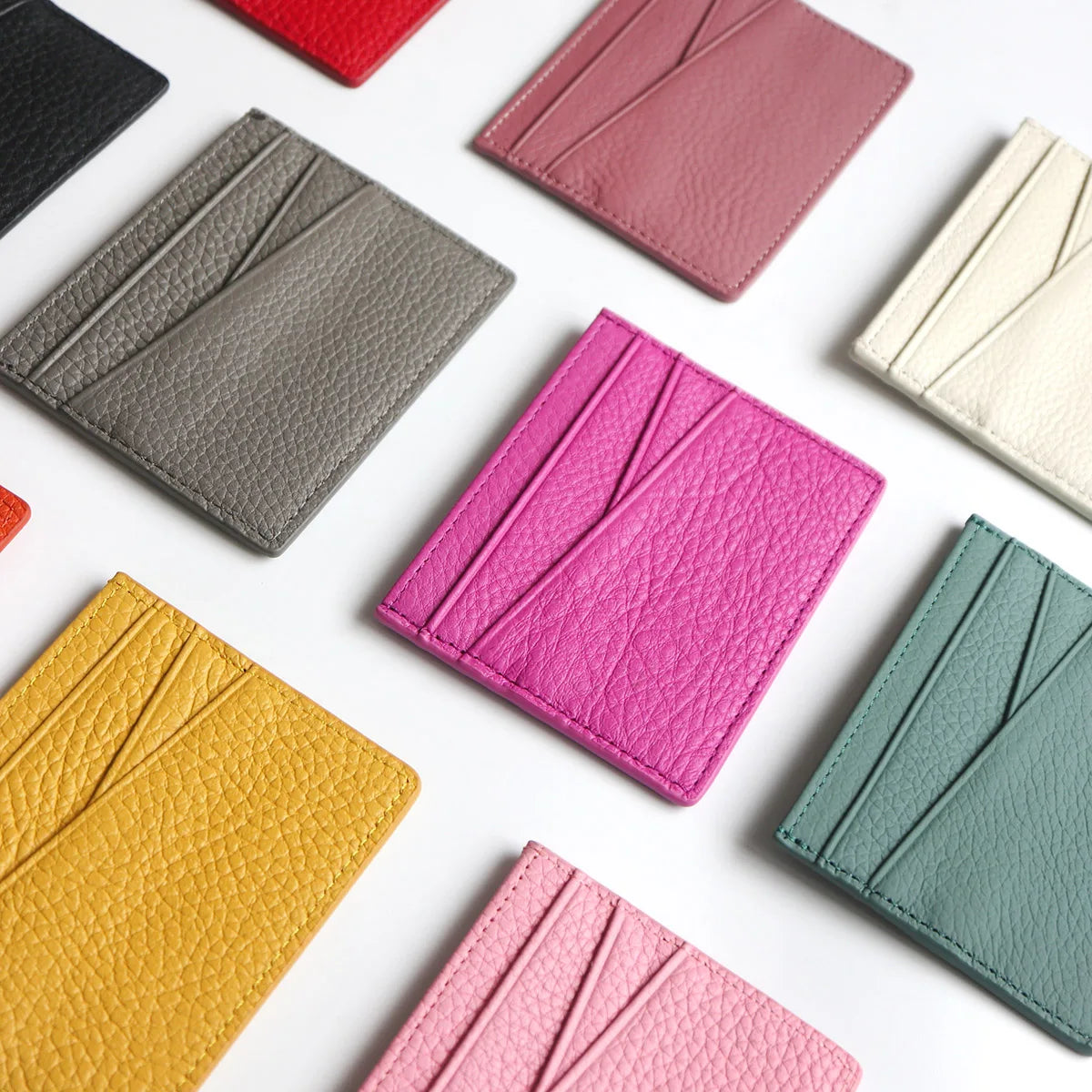 Tarjetero de lujo 100% cuero genuino para negocios, hombres, identificación, estuche para tarjetas de crédito, moda, regalo para mujeres, mini cartera delgada