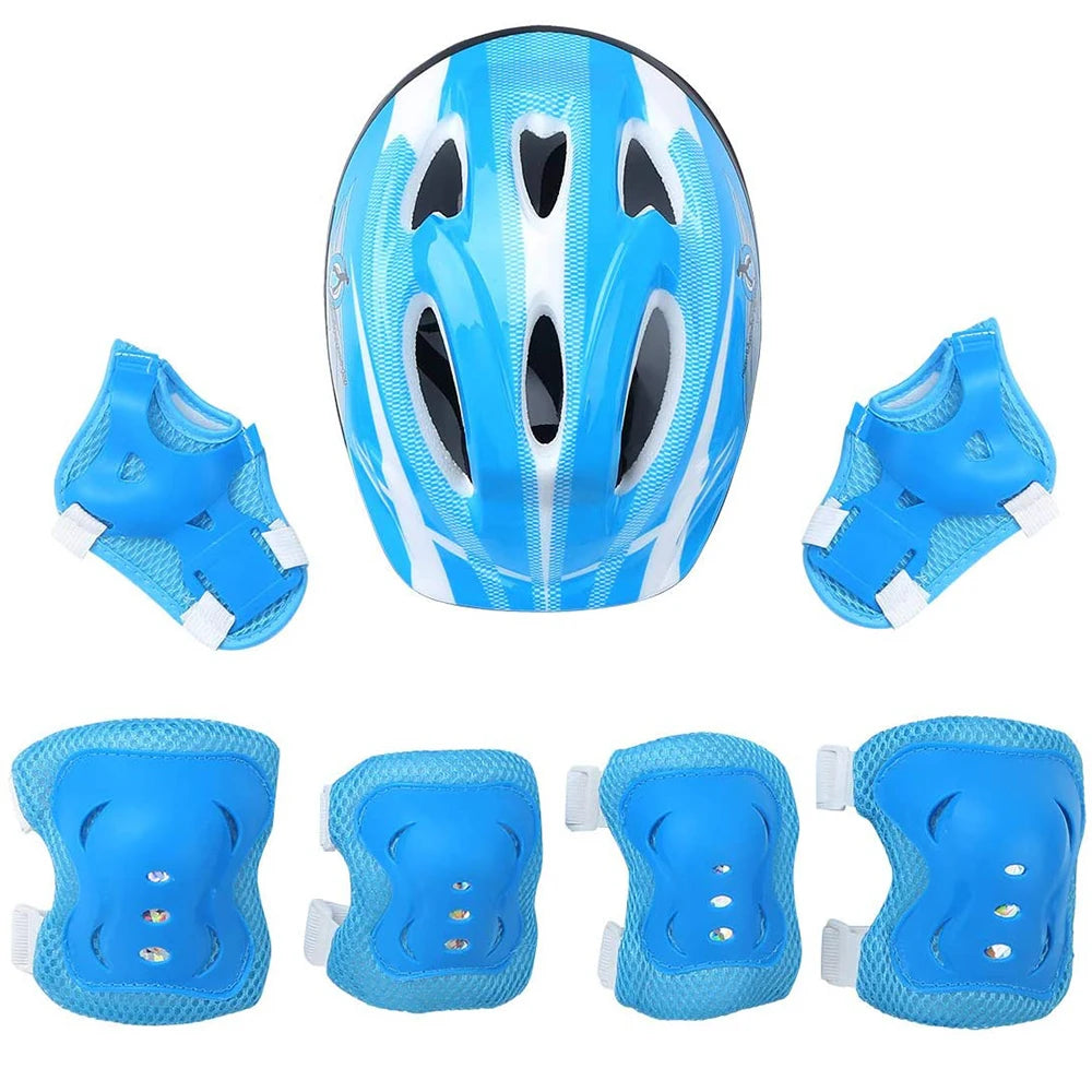 Set de Equipo de Protección para Niños Patinaje Casco Protector Rodilleras Coderas Muñequeras Niño Niña Bicicleta Patineta Esquí Patinete Deportes