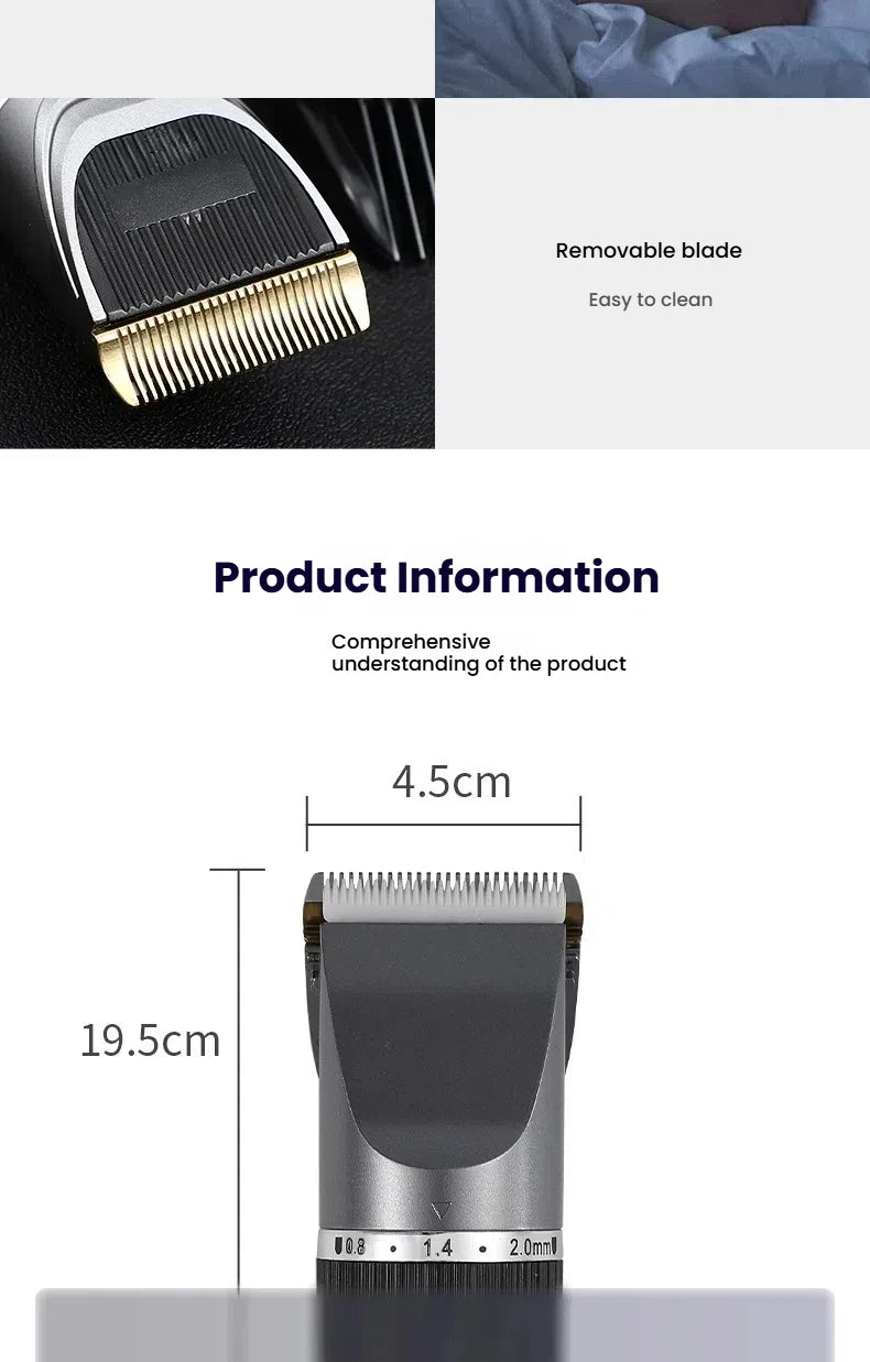 Hair Clipper for Men & Kids - Barber-Grade Beard Trimmer with Ceramic Blades Low Noise Precision Hair Cutting Machine