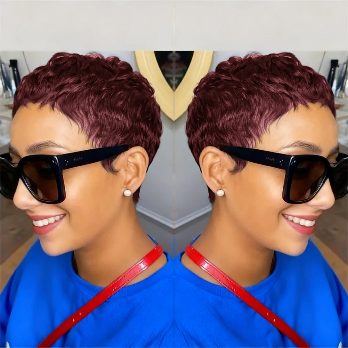 Short Pixie Wigs for Black Women Straight Human Hair Full Machine Made Wigs