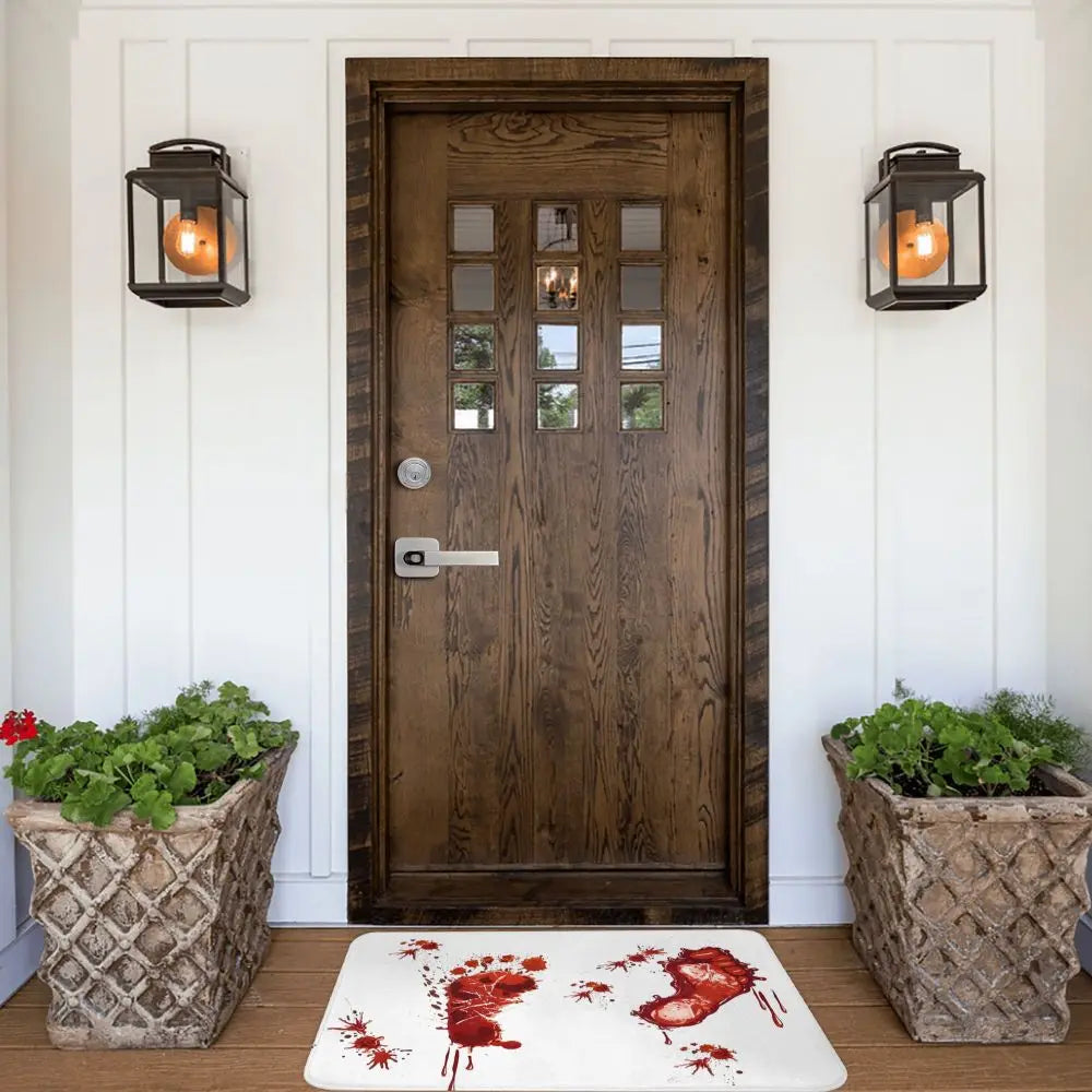 Bloody Footprints Bath Mat Anti-Slip Blood Toilet Pad Quick Dry for Shower Home Entrance Foot Mat Waterproof Bathroom Carpet