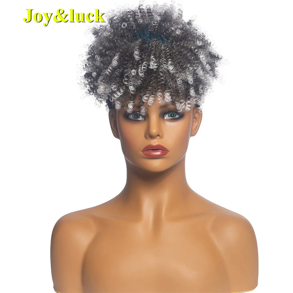Burgundy Afro Curly Headband Wig